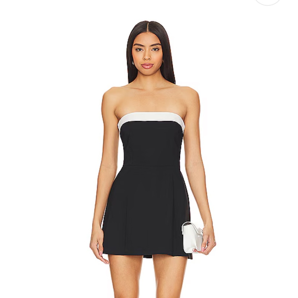 Amanda Uprichard Kerry Skort Romper in Black & Ivory